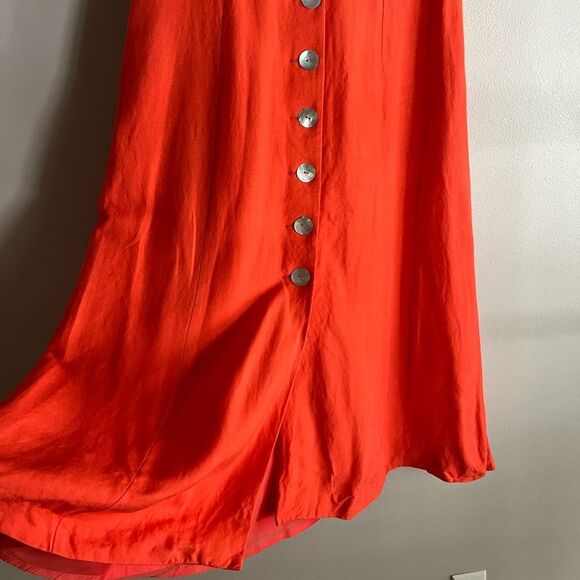 Vintage Coldwater Creek Orange Linen Blend Dress 8 Button Front Y2K Cottagecore - Picture 6 of 9